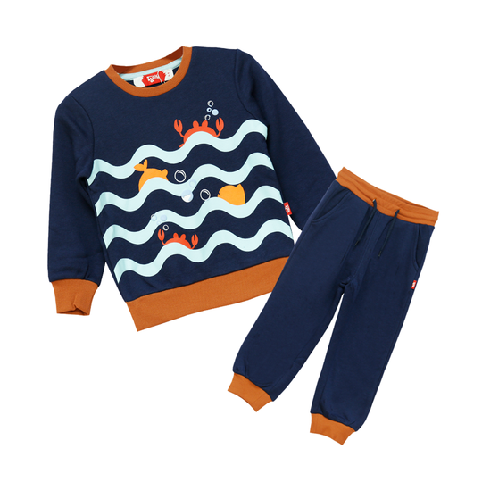 Toddler Boys Blue Fleece Sweatshirt Set